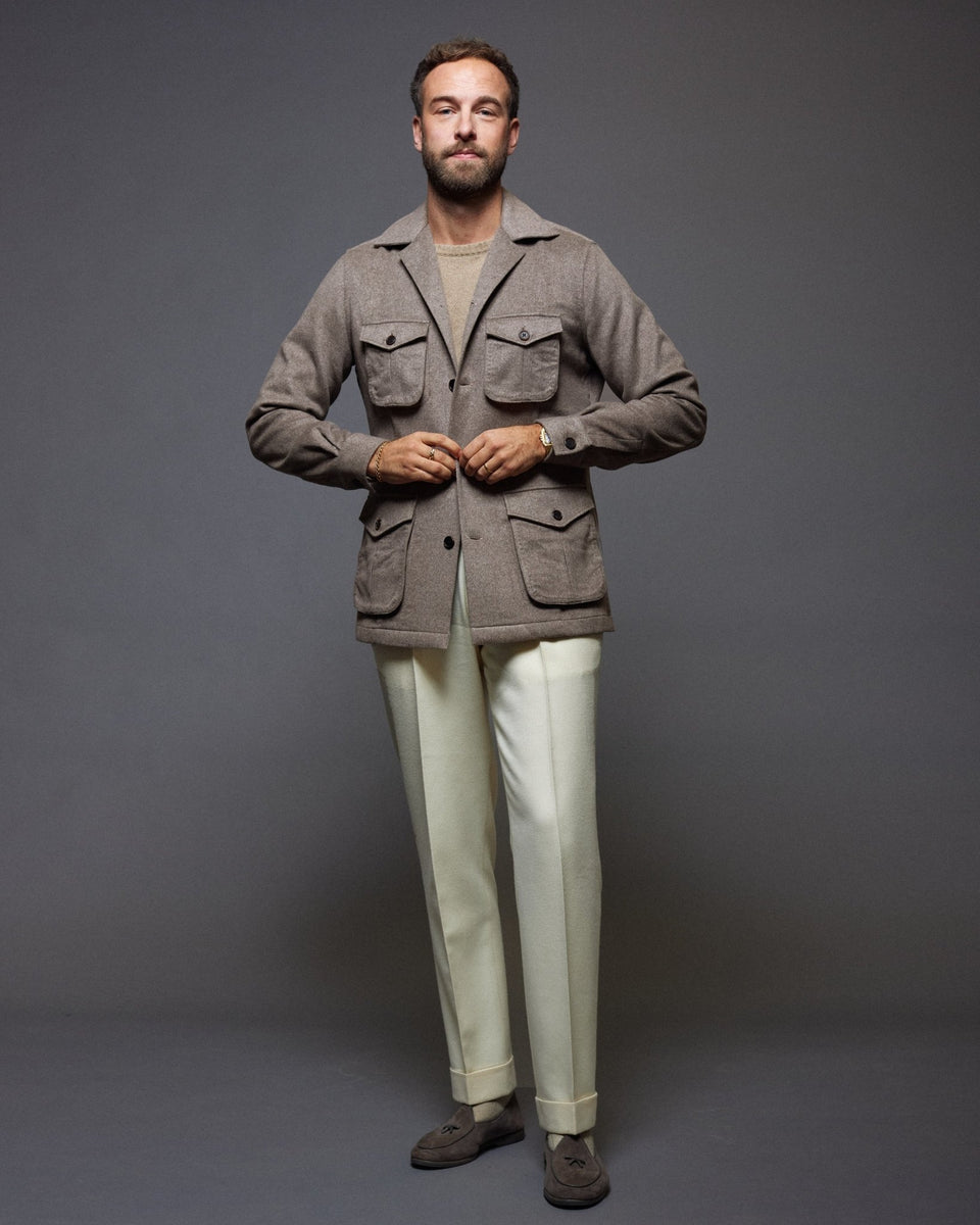 Safari Jacket in Linen Dark Indigo, Men's Shirt Jacket